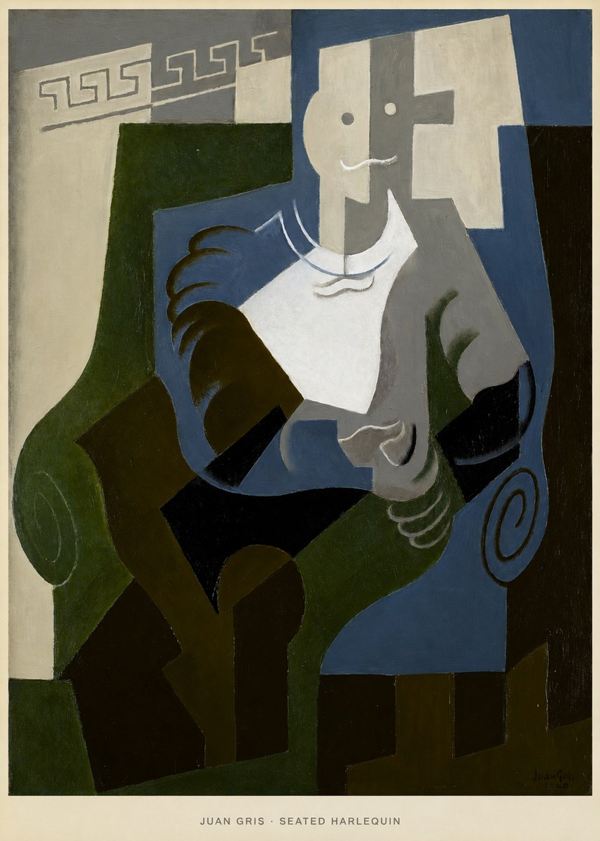 Juan Gris Seated Harlequin No5 - Affiche