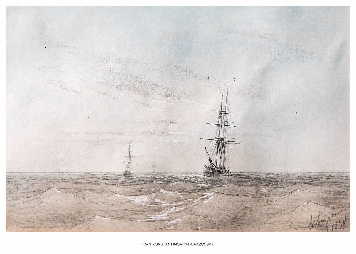Ivan Konstantinovich Aivazovsky Two Sailing Ships at Sea No5 - Affiche