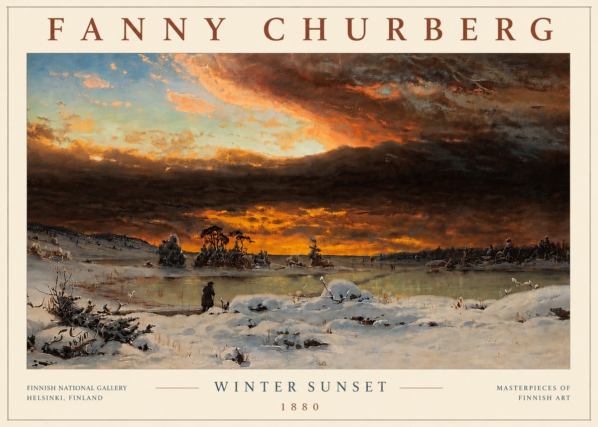 Fanny Churberg Winter Sunset No6 - Affiche