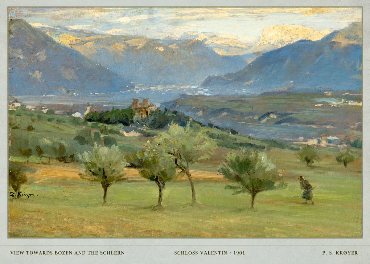P.S. Krøyer View Towards Bozen and the Schlern No5 - Affiche