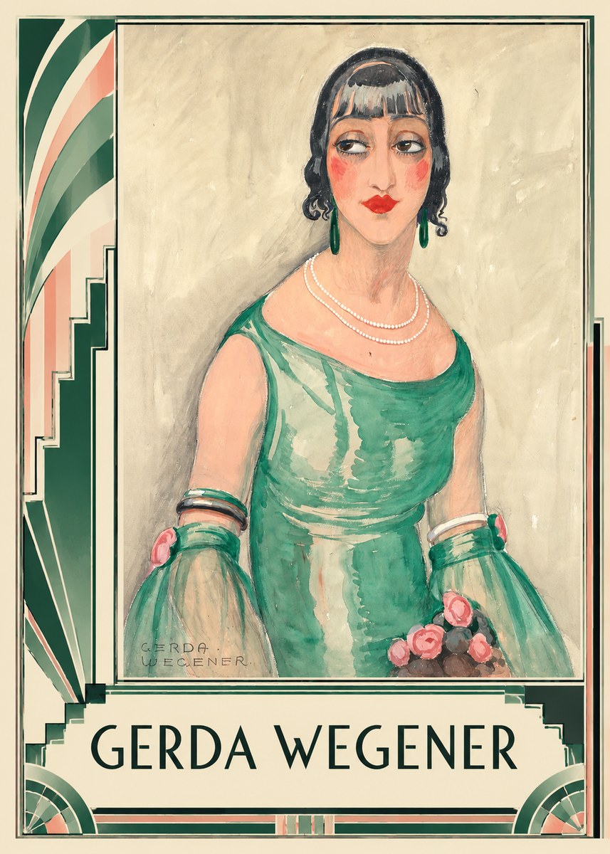 Gerda Wegener Portrait of a Woman in Green Dress No2 - Affiche