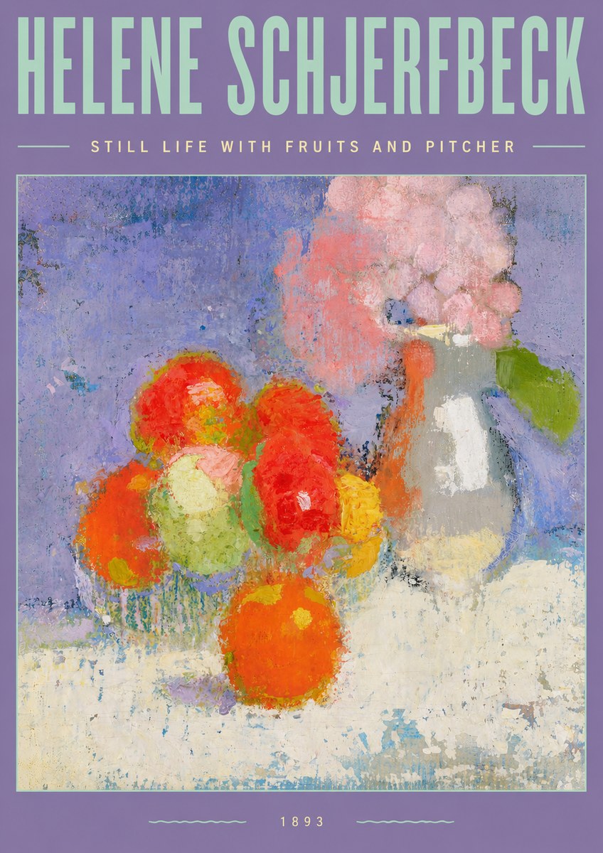 Helene Schjerfbeck Still Life with Fruits and Pitcher No3 - Affiche
