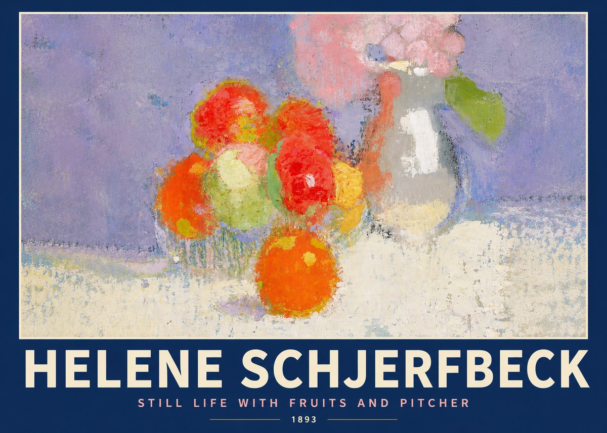 Helene Schjerfbeck Still Life with Fruits and Pitcher No4 - Affiche