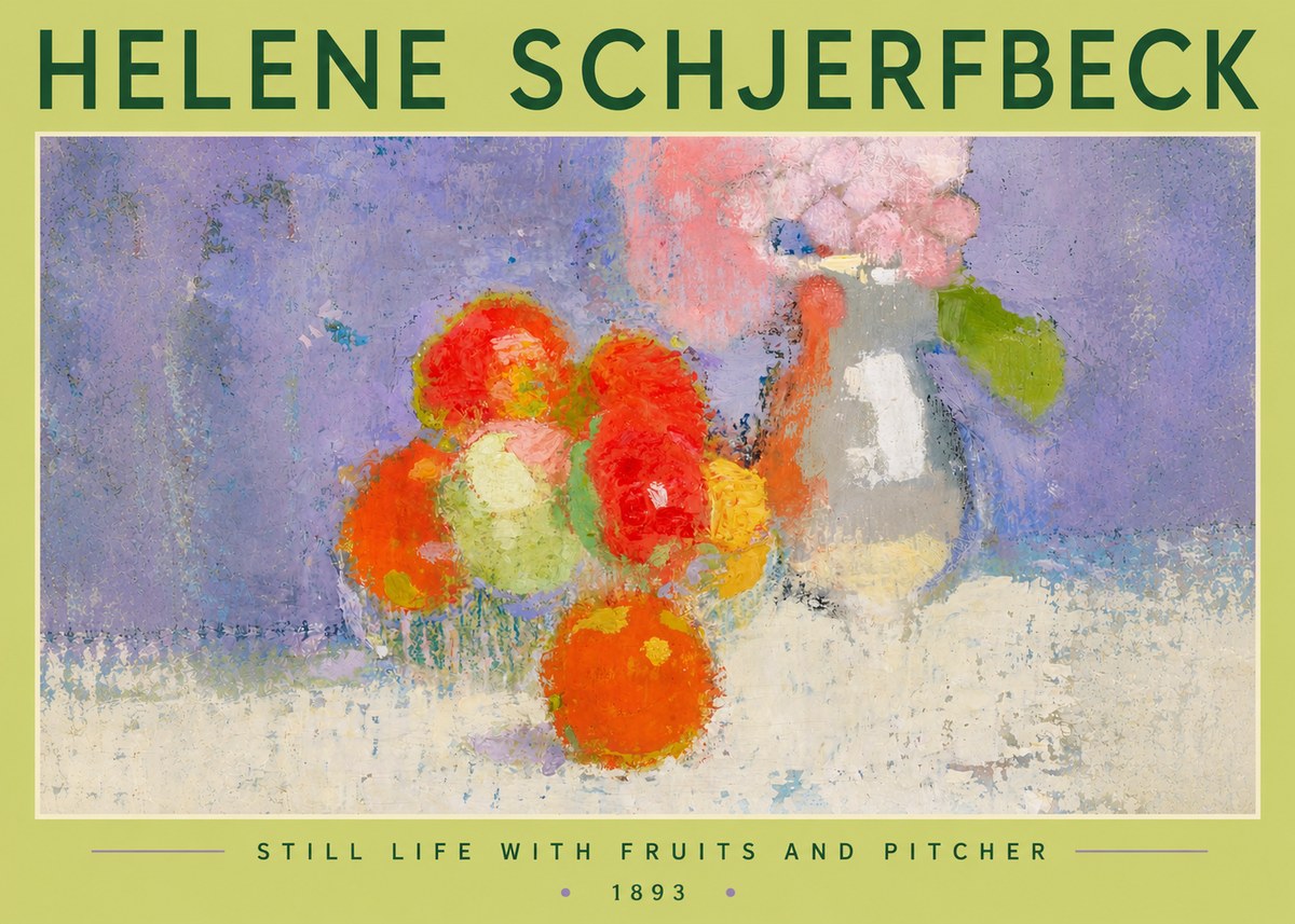 Helene Schjerfbeck Still Life with Fruits and Pitcher No6 - Affiche
