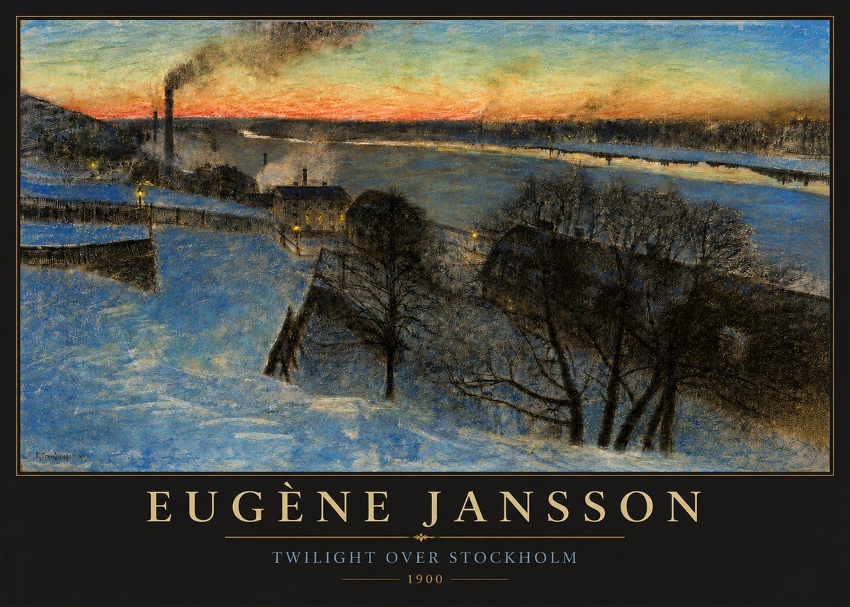 Eugène Jansson Twilight over Stockholm No3 - Affiche