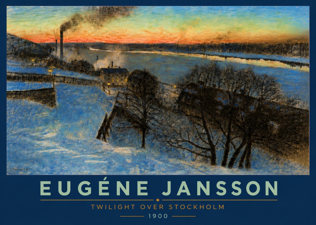 Eugène Jansson Twilight over Stockholm No5 - Affiche