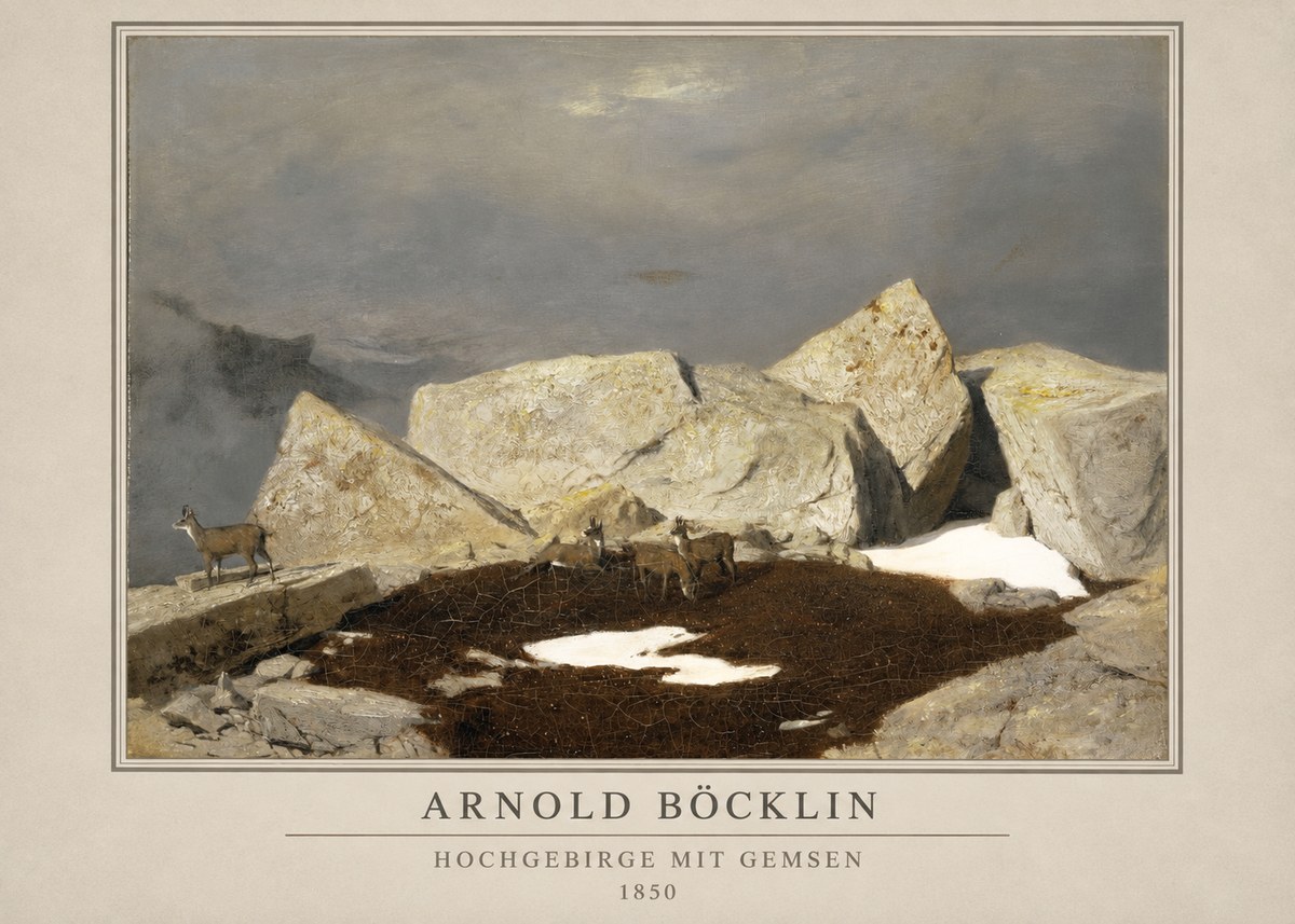 Arnold Böcklin Hochgebirge Mit Gemsen No3 - Affiche