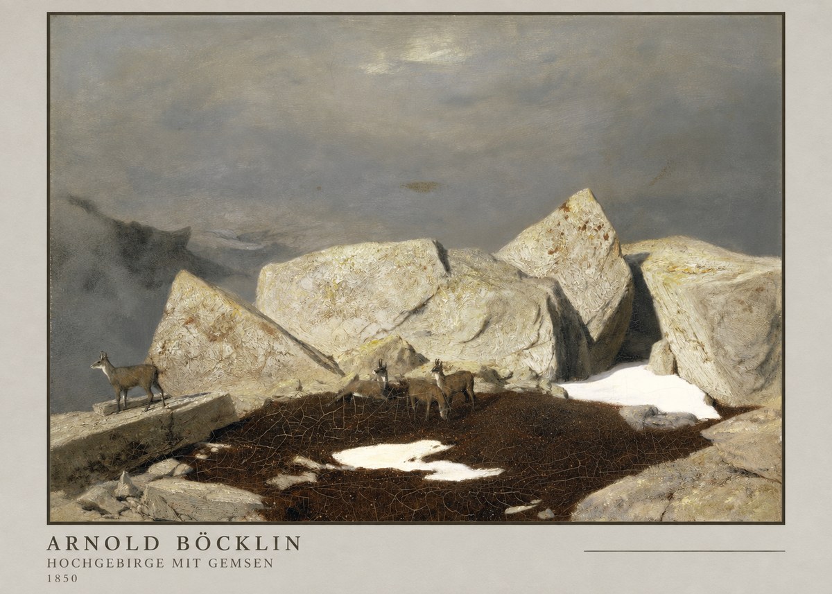 Arnold Böcklin Hochgebirge Mit Gemsen No4 - Affiche