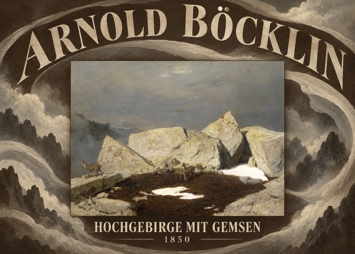 Arnold Böcklin Hochgebirge Mit Gemsen No6 - Affiche