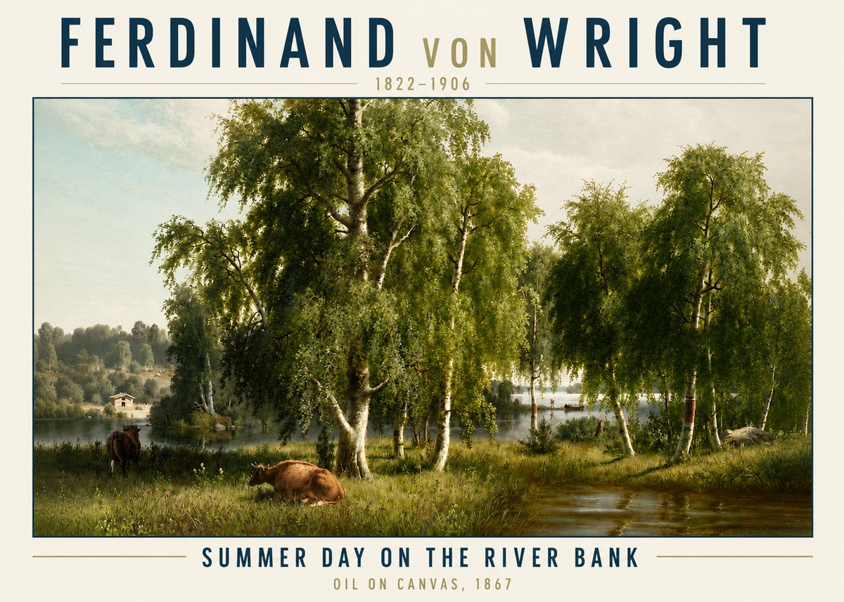 Ferdinand von Wright Summer Day on the River Bank No3 - Affiche