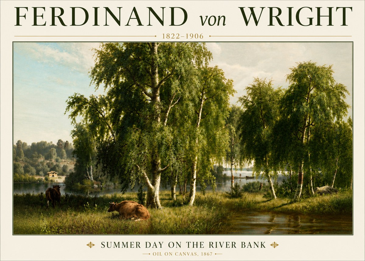 Ferdinand von Wright Summer Day on the River Bank No4 - Affiche