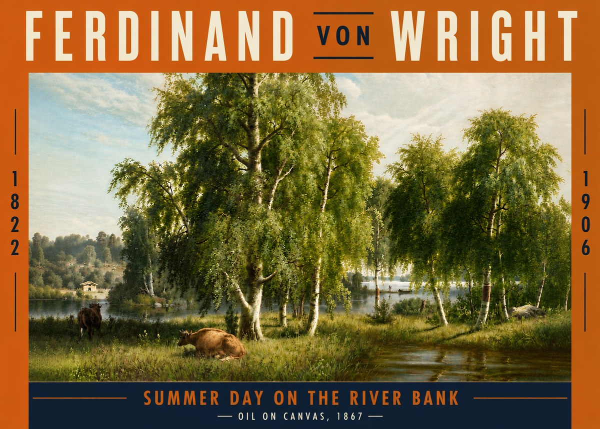 Ferdinand von Wright Summer Day on the River Bank No5 - Affiche