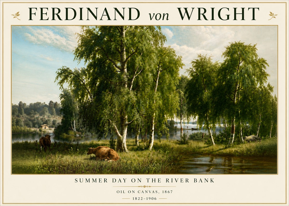 Ferdinand von Wright Summer Day on the River Bank No6 - Affiche