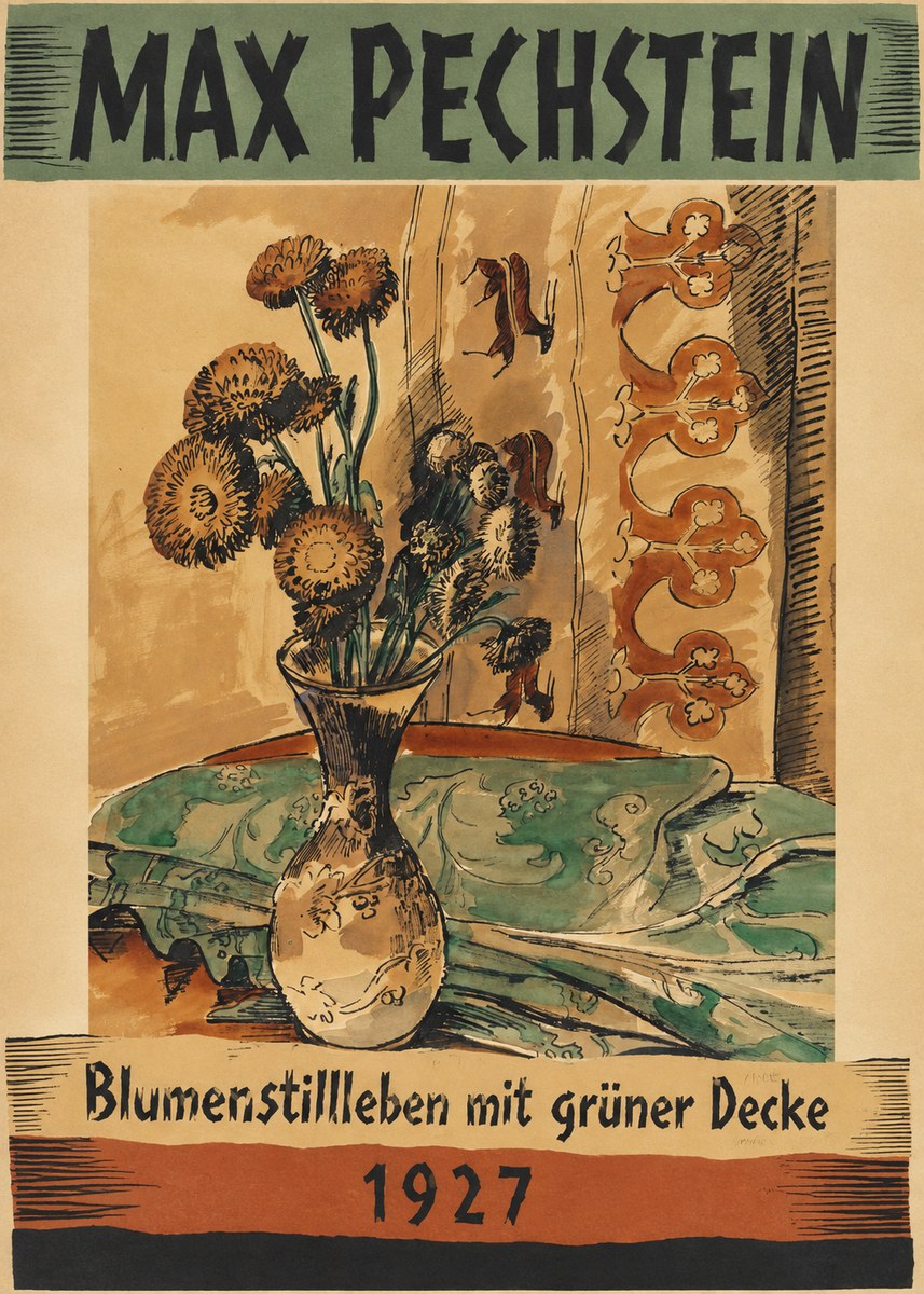 Max Pechstein Blumenstillleben Mit Grüner Decke No5 - Affiche