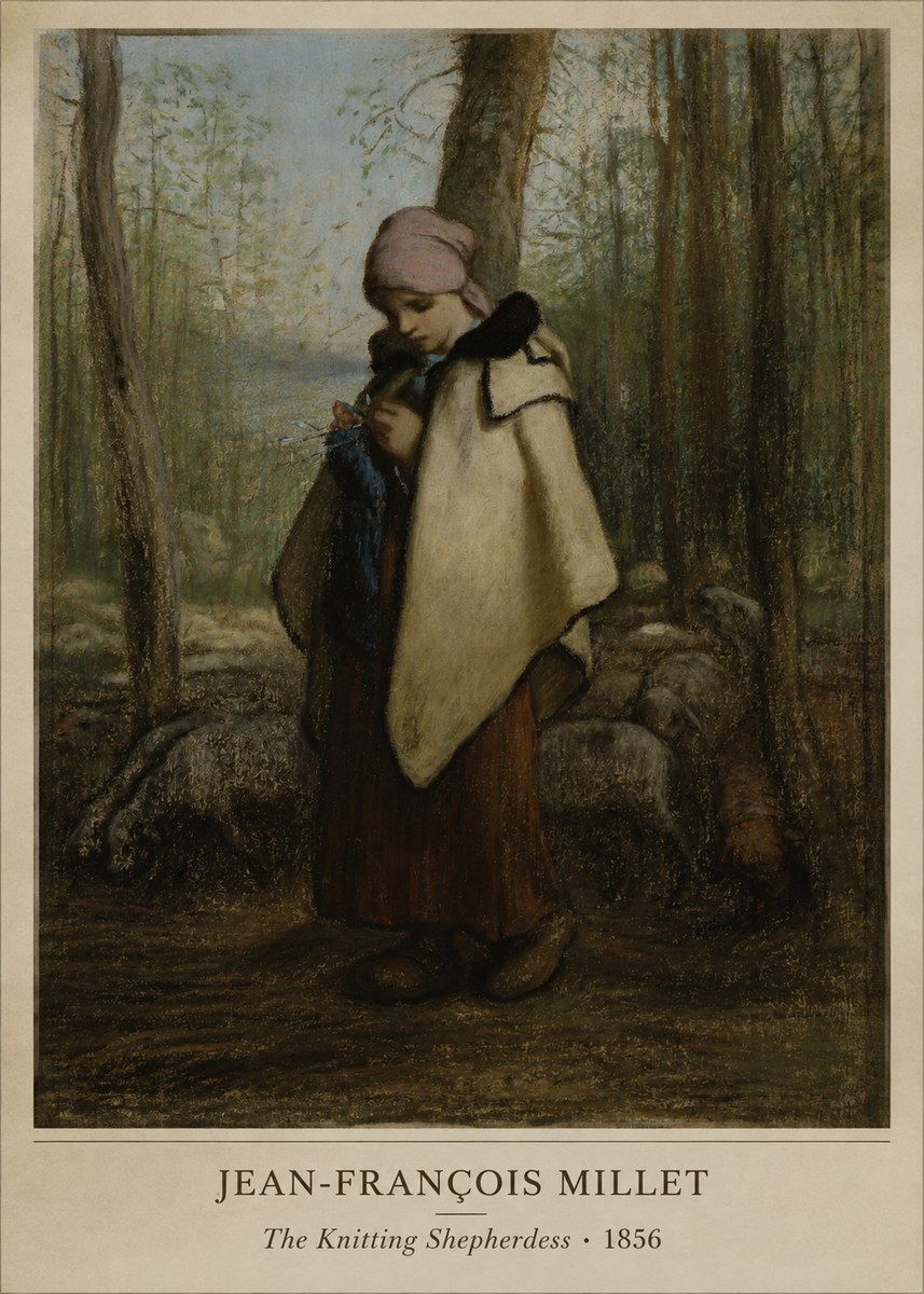 Jean-François Millet The Knitting Shepherdess · 1856 No5 - Affiche