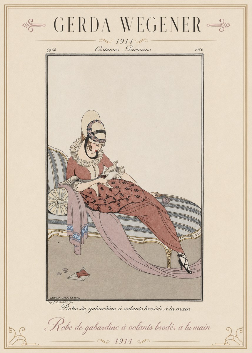 Gerda Wegener Robe De Gabardine À Volants Brodés À La Main II No1 - Affiche