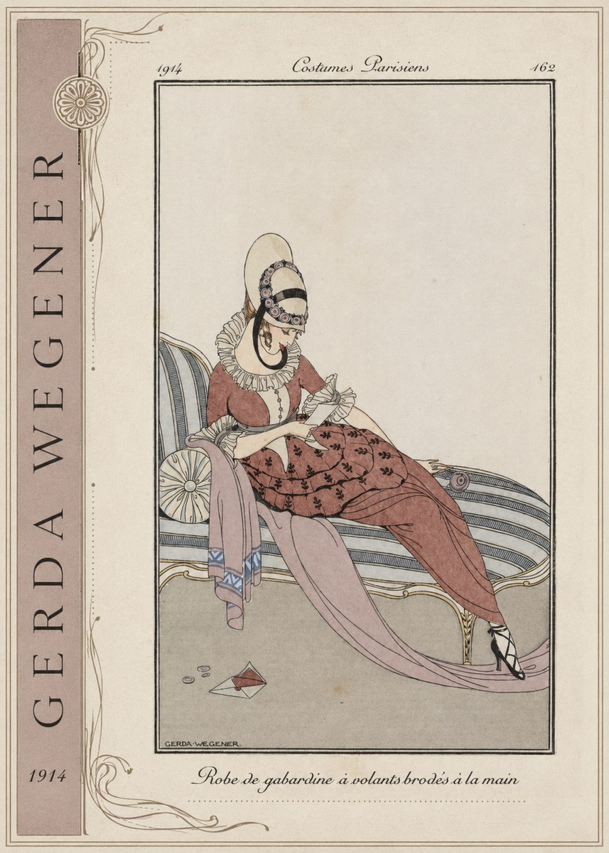 Gerda Wegener Robe De Gabardine À Volants Brodés À La Main II No2 - Affiche