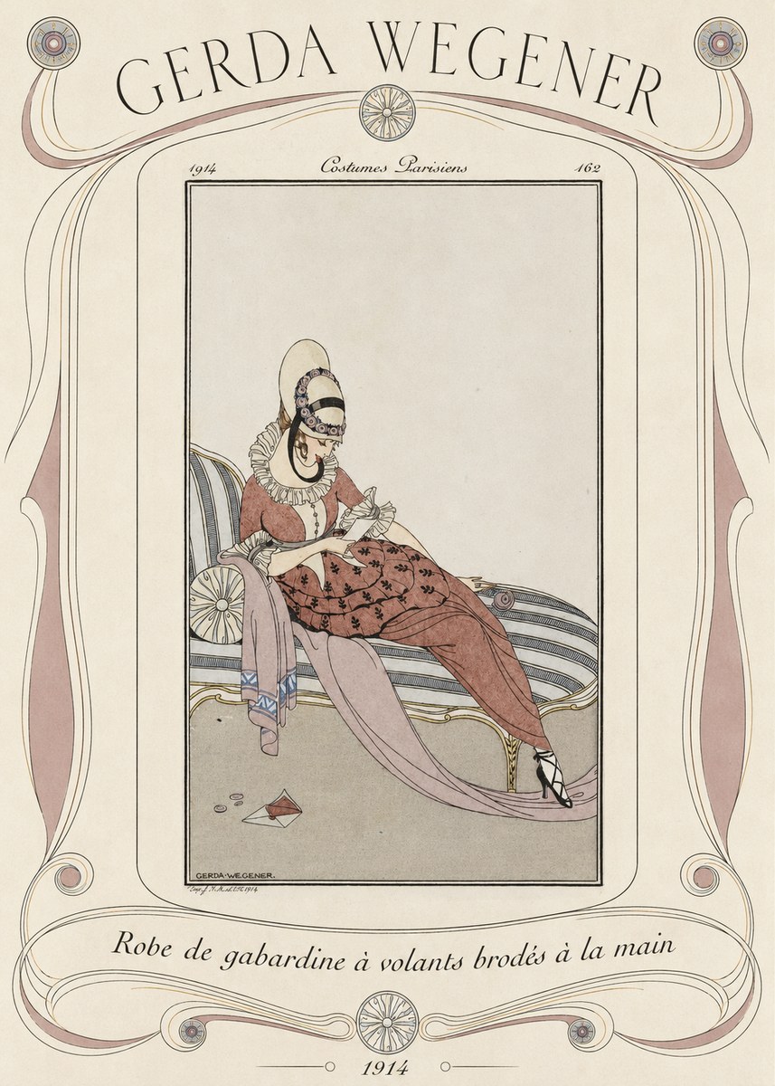 Gerda Wegener Robe De Gabardine À Volants Brodés À La Main II No4 - Affiche