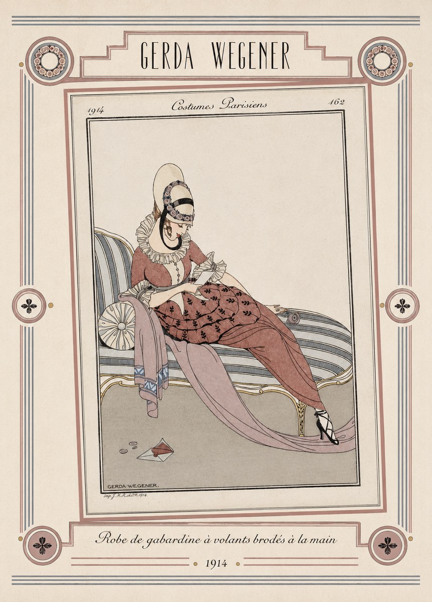 Gerda Wegener Robe De Gabardine À Volants Brodés À La Main II No5 - Affiche