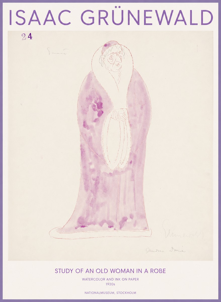 Isaac Grünewald Study of an Old Woman in a Robe No1 - Affiche