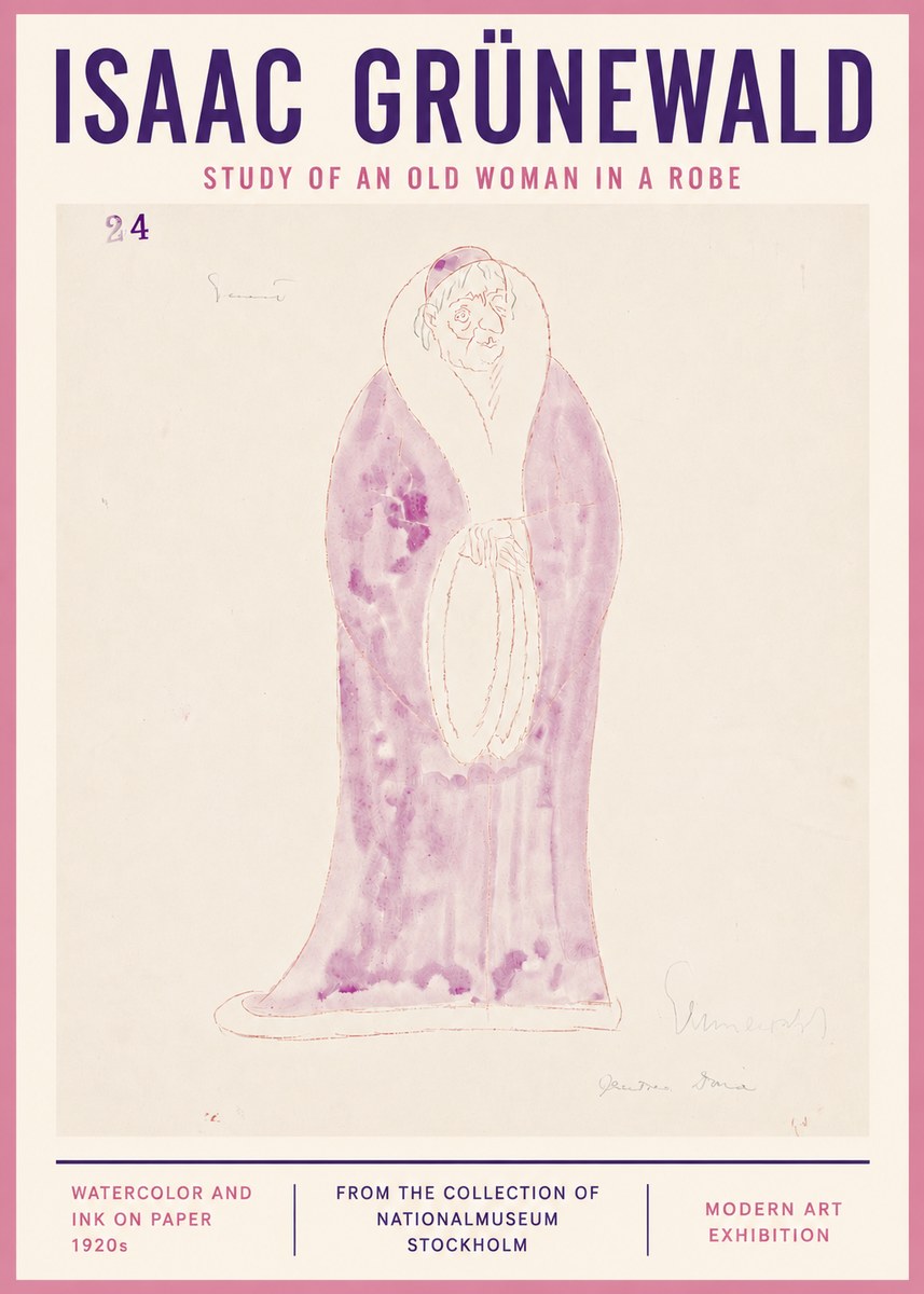 Isaac Grünewald Study of an Old Woman in a Robe No4 - Affiche