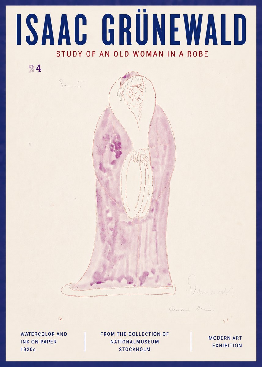 Isaac Grünewald Study of an Old Woman in a Robe No5 - Affiche