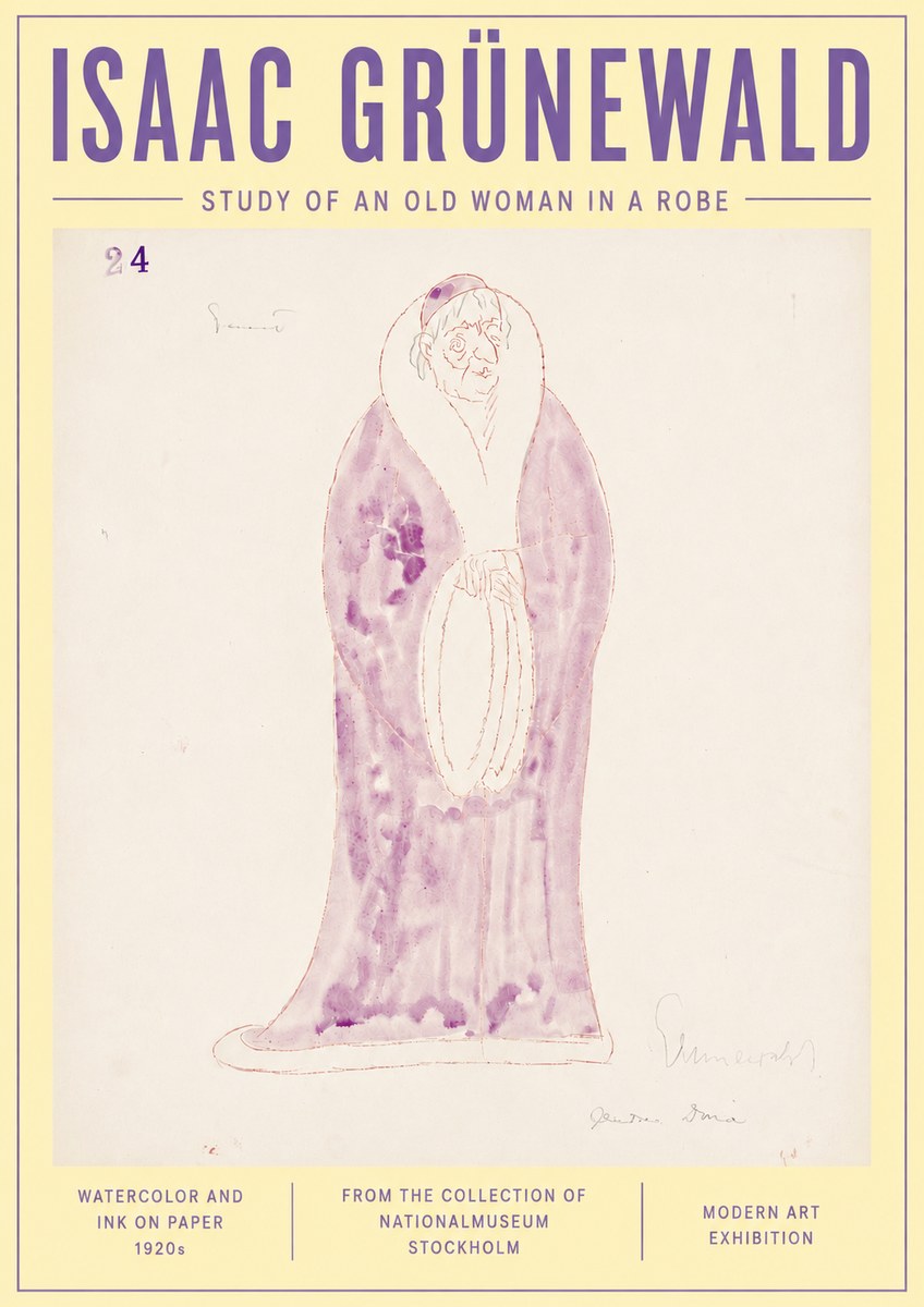 Isaac Grünewald Study of an Old Woman in a Robe No6 - Affiche