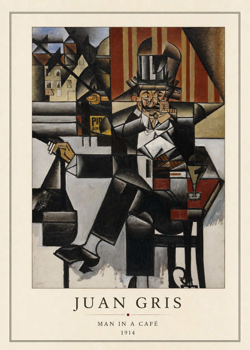 Juan Gris Man in a Café No3 - Affiche
