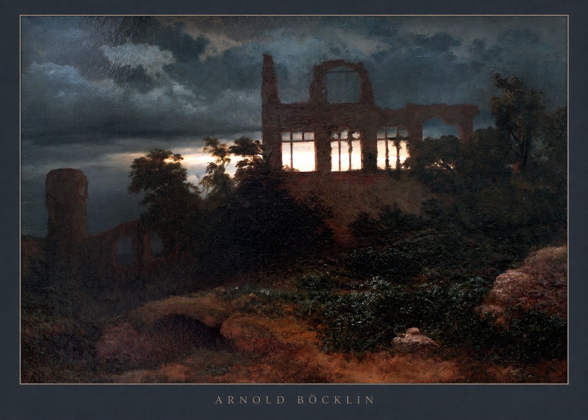 Arnold Böcklin Ruined Castle No5 - Affiche