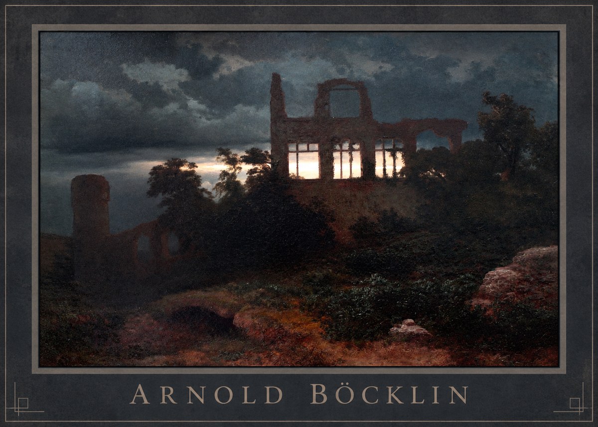 Arnold Böcklin Ruined Castle No6 - Affiche