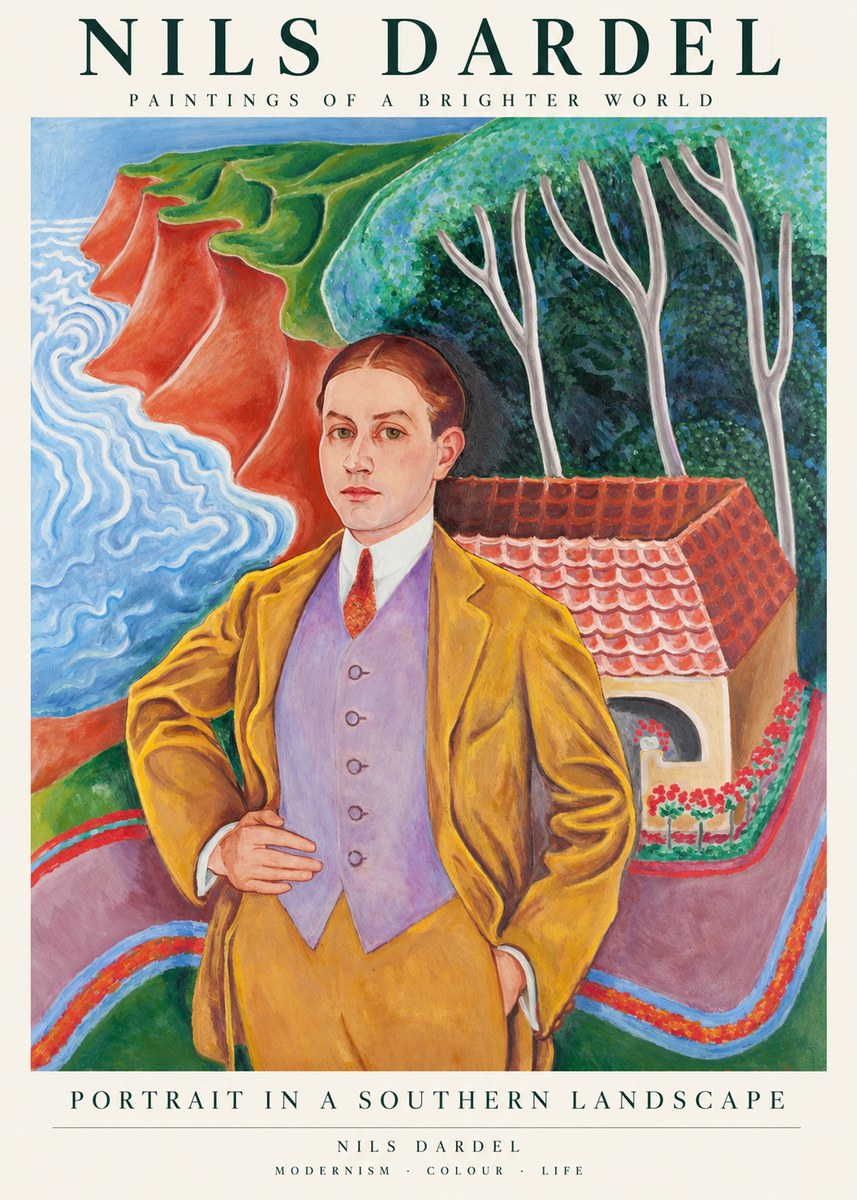 Nils Dardel Portrait in a Southern Landscape No1 - Affiche
