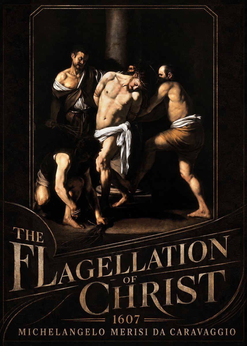 Michelangelo Merisi da Caravaggio The Flagellation of Christ No3 - Affiche