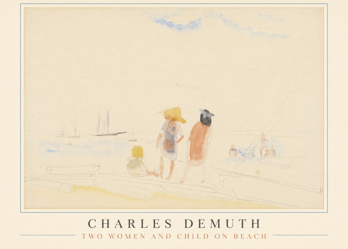 Charles Demuth Two Women and Child on Beach No1 - Affiche