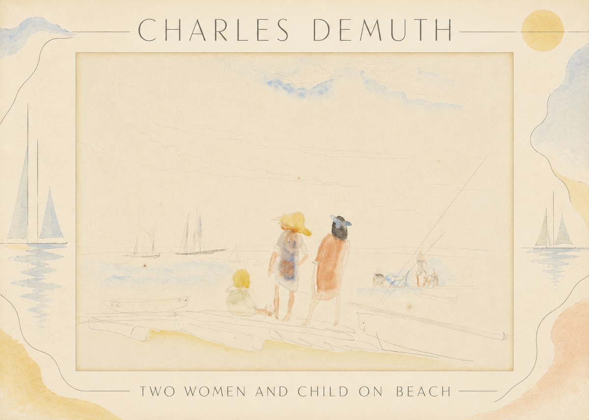 Charles Demuth Two Women and Child on Beach No3 - Affiche