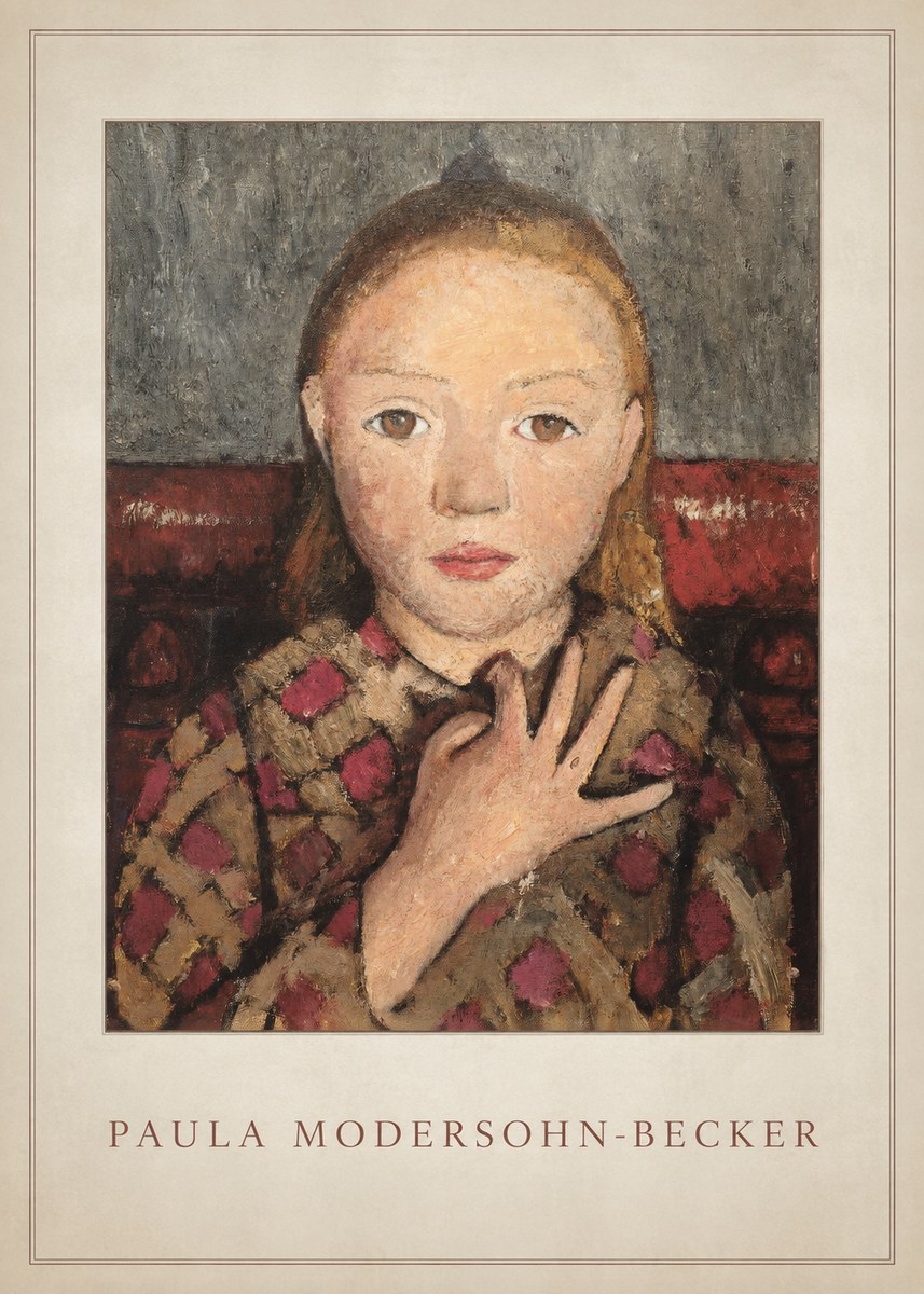Paula Modersohn-Becker Girl in Checked Blouse No4 - Affiche