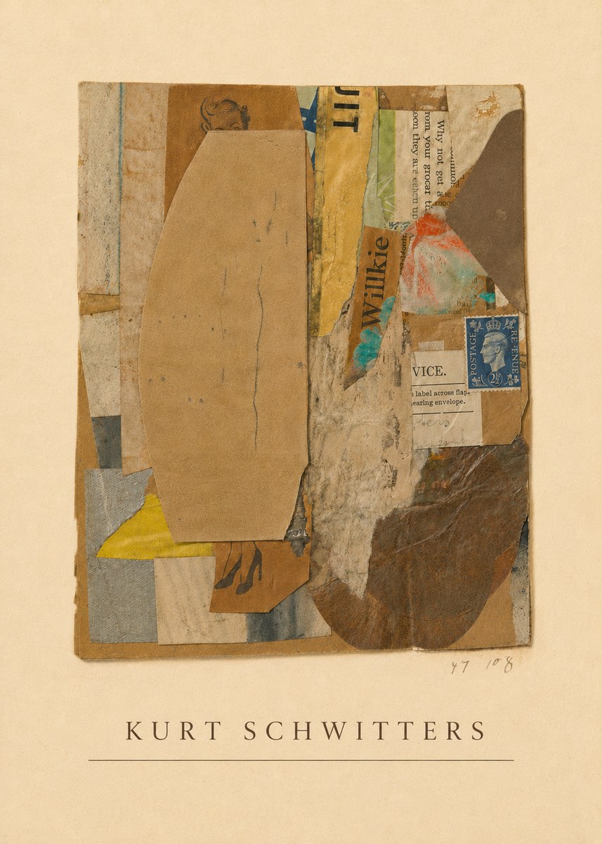 Kurt Schwitters Abstract Merz Collage No4 - Affiche
