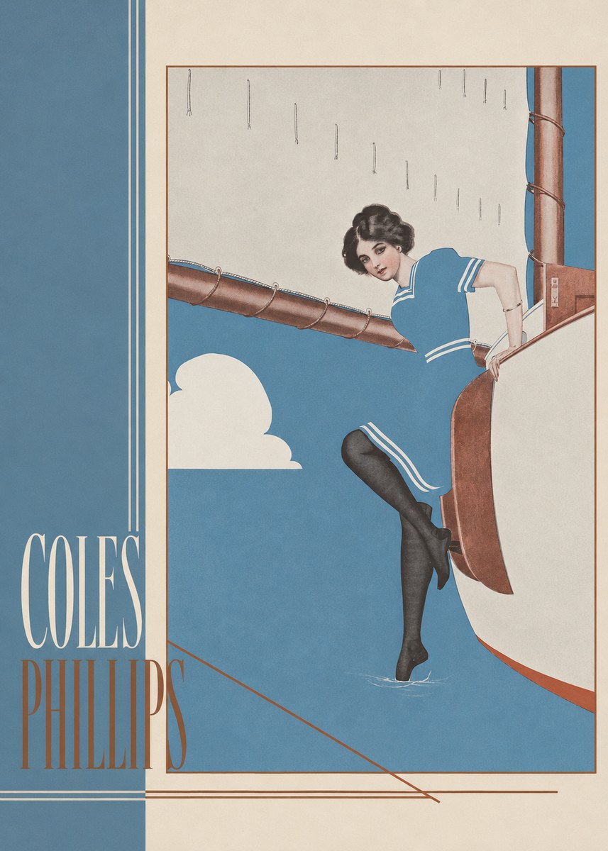 Coles Phillips Woman on a Yacht No2 - Affiche