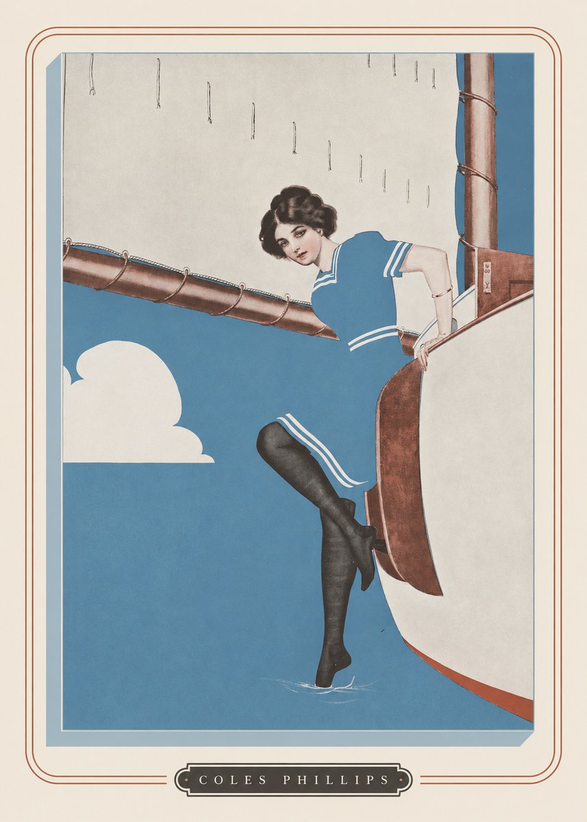 Coles Phillips Woman on a Yacht No3 - Affiche