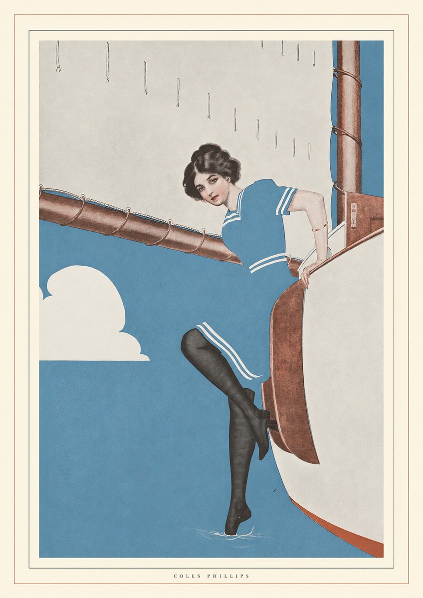 Coles Phillips Woman on a Yacht No4 - Affiche