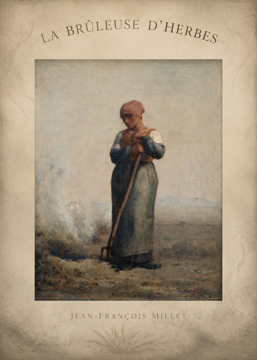Jean-François Millet La Brûleuse D'herbes No4 - Affiche
