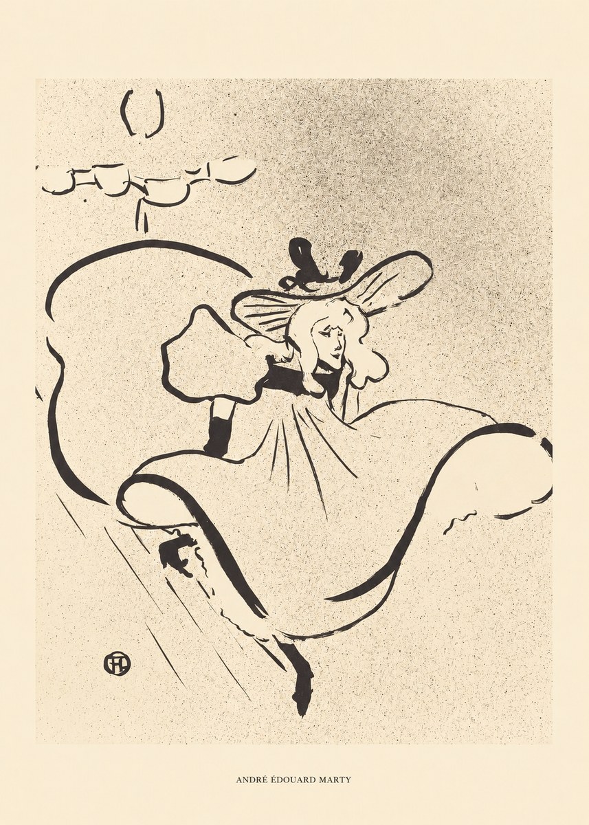 André Édouard Marty Elegant Woman with Hat No6 - Affiche