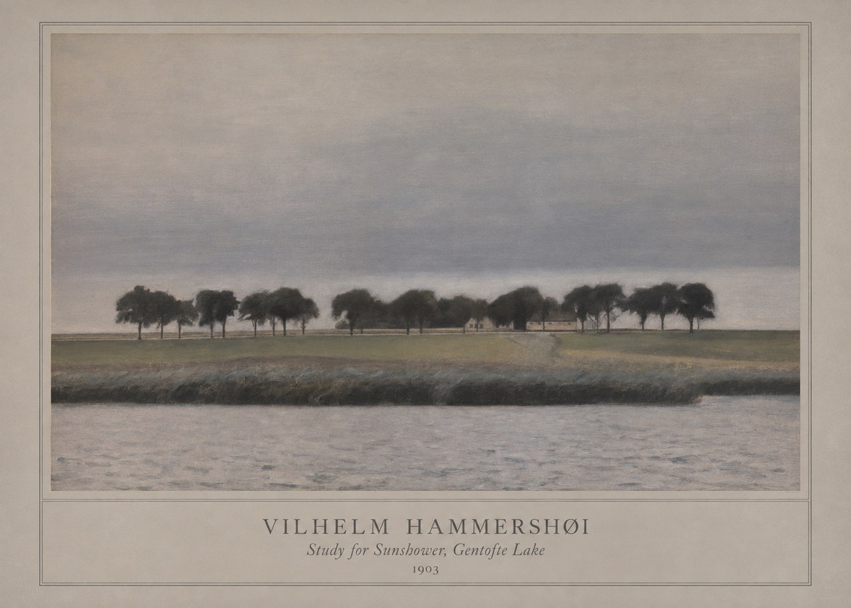 Vilhelm Hammershøi Study for Sunshower, Gentofte Lake No1 - Affiche