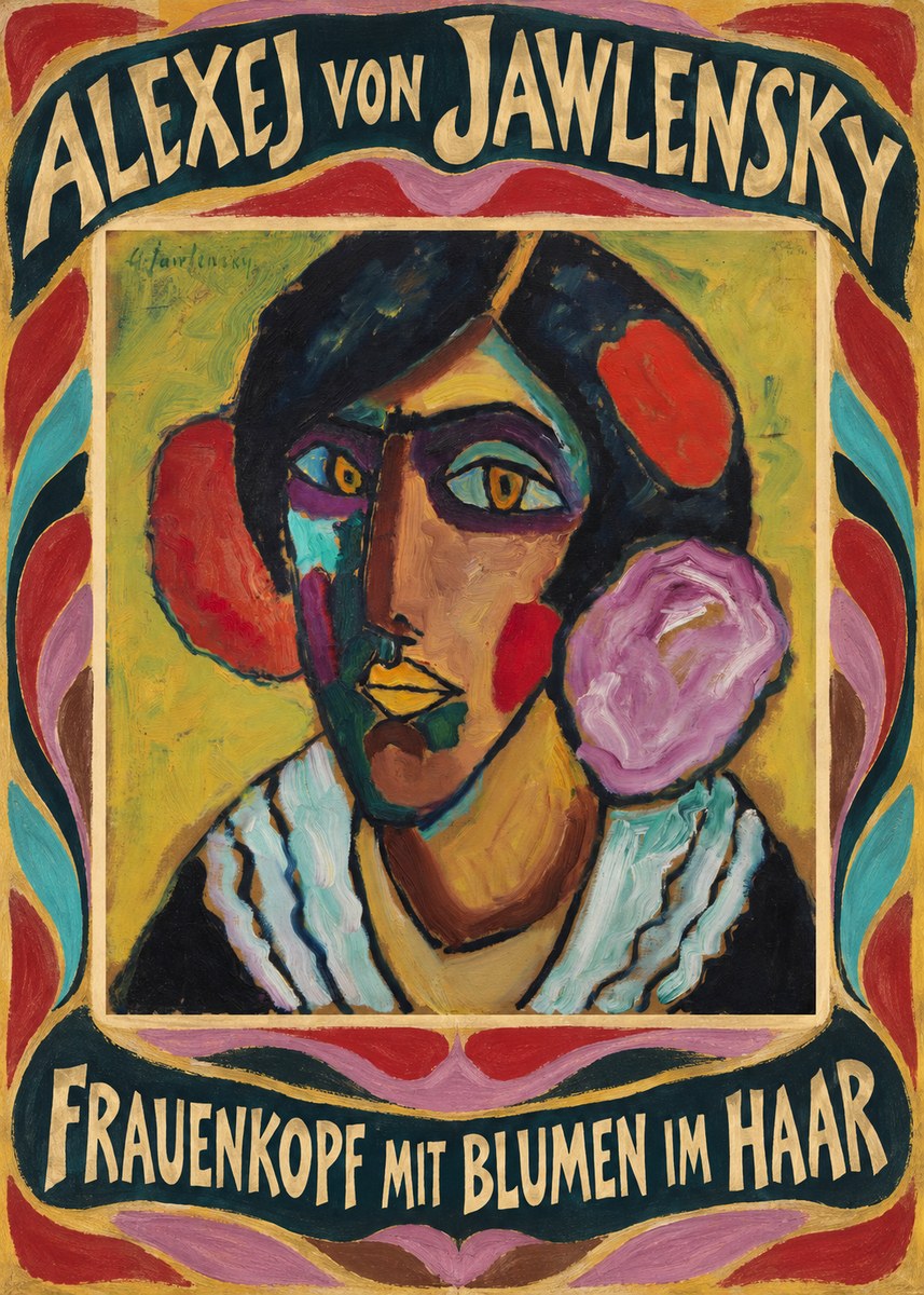 Alexej von Jawlensky Frauenkopf Mit Blumen Im Haar No4 - Affiche