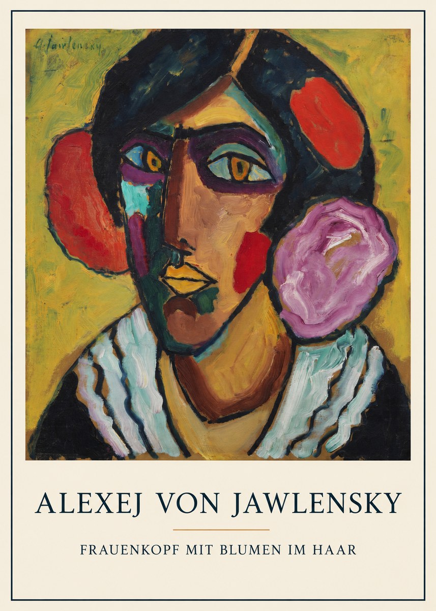 Alexej von Jawlensky Frauenkopf Mit Blumen Im Haar No5 - Affiche