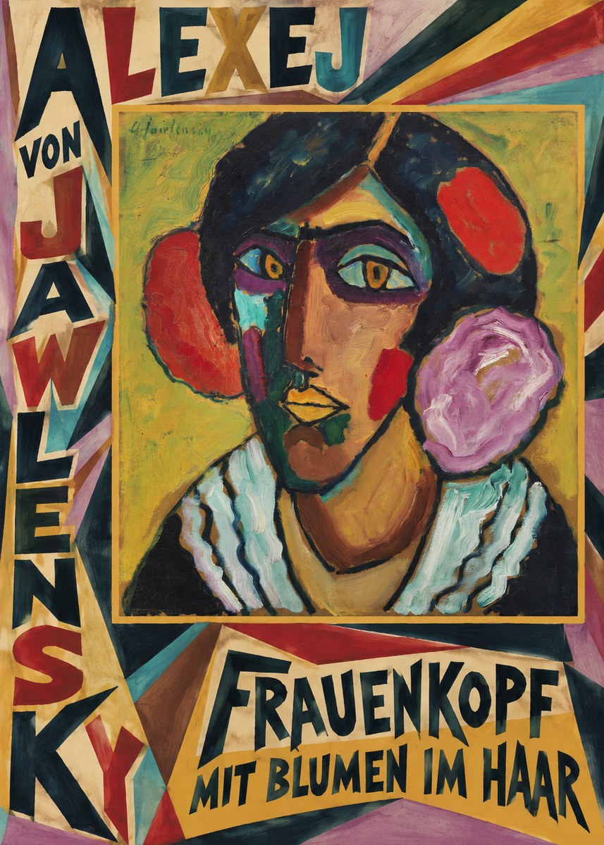 Alexej von Jawlensky Frauenkopf Mit Blumen Im Haar No6 - Affiche
