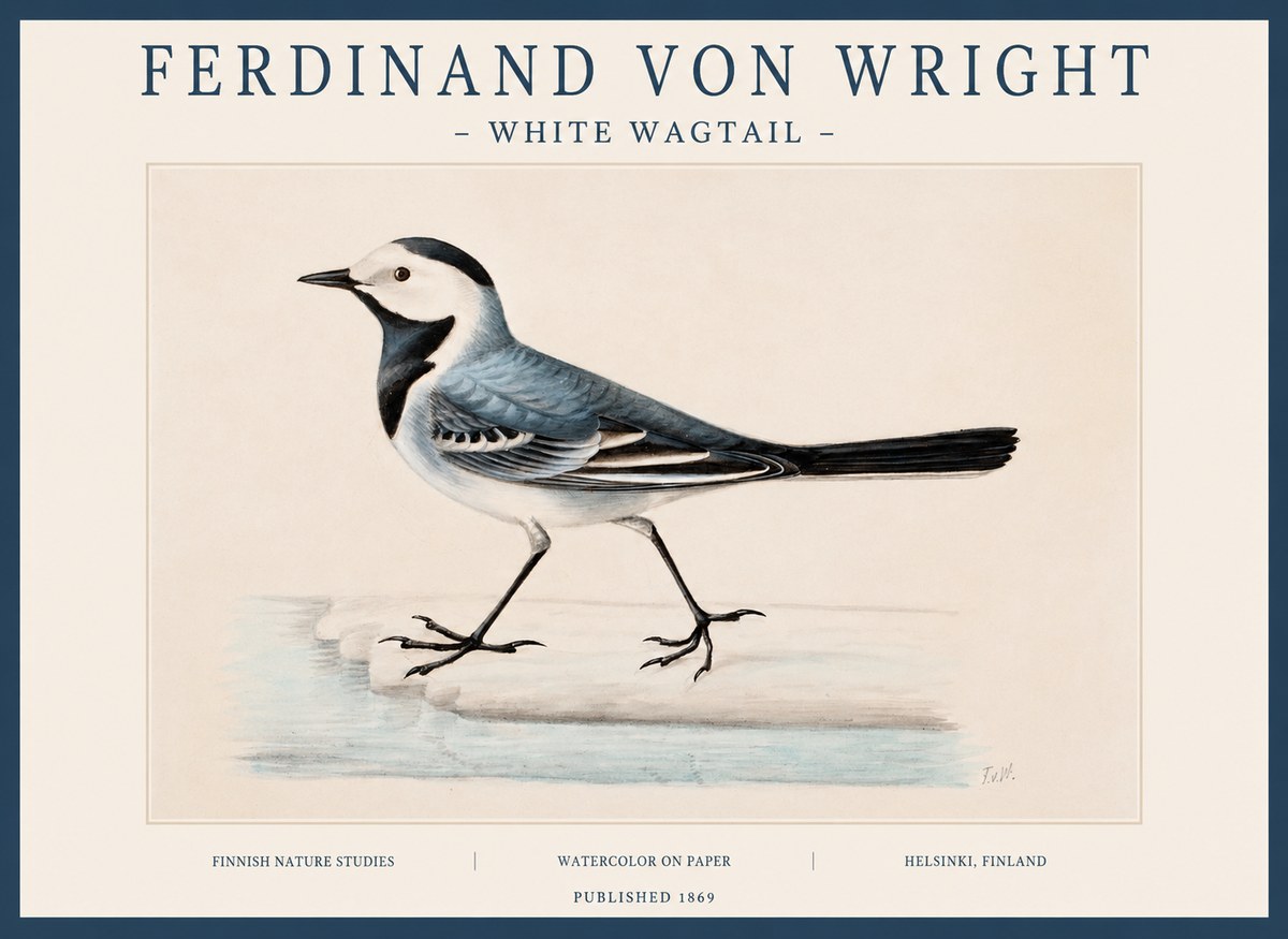 Ferdinand von Wright White Wagtail No1 - Affiche