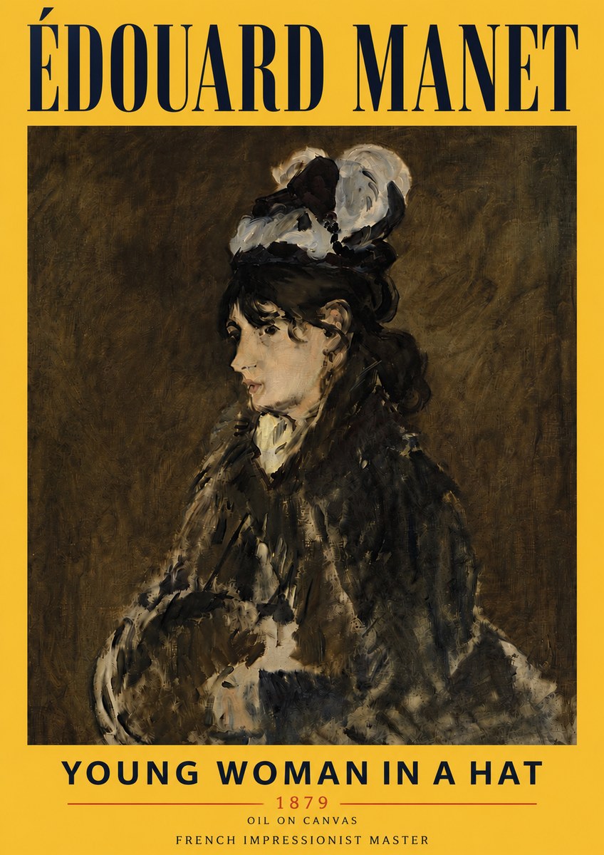 Édouard Manet Young Woman in a Hat I No6 - Affiche