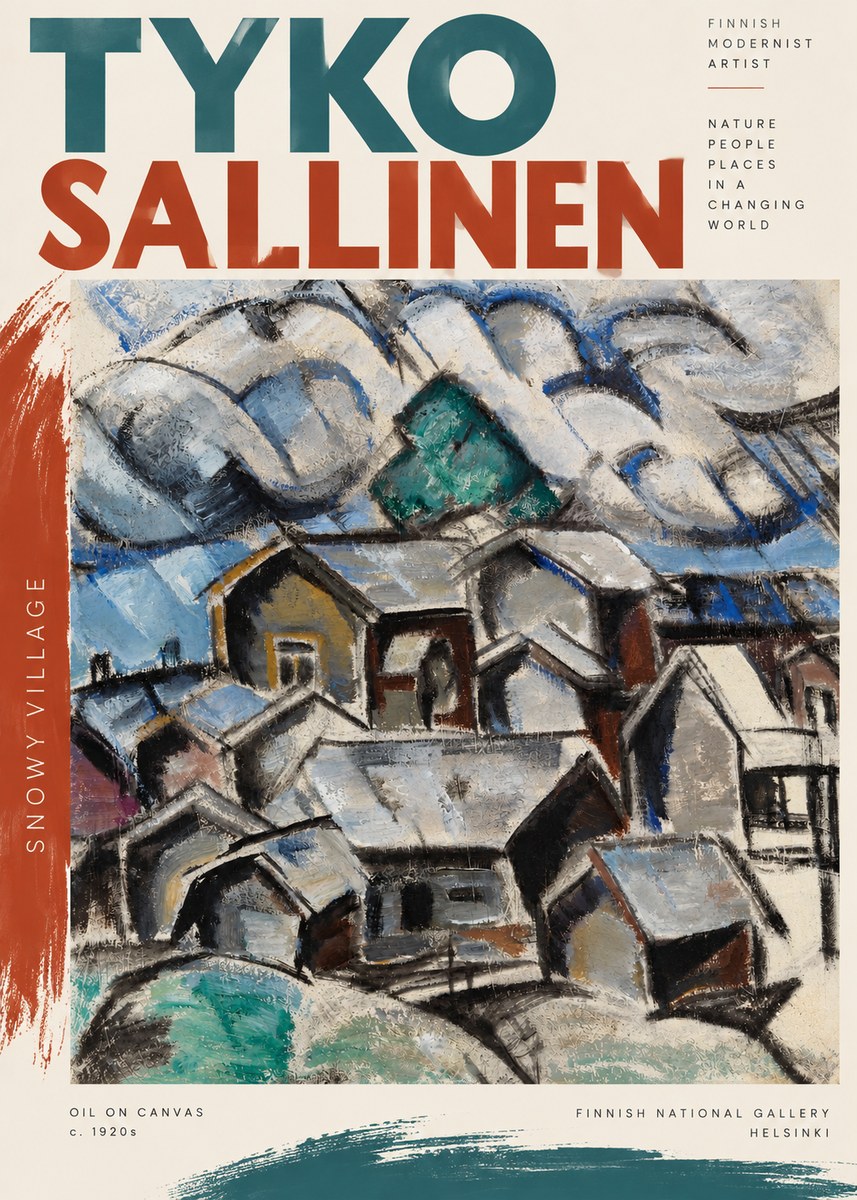 Tyko Sallinen Snowy Village No3 - Affiche
