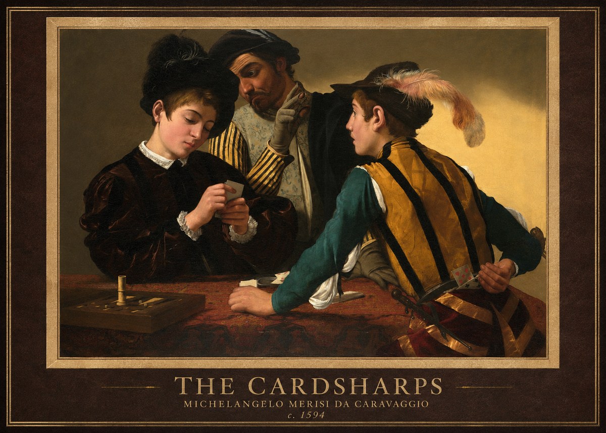 Michelangelo Merisi da Caravaggio The Cardsharps III No1 - Affiche