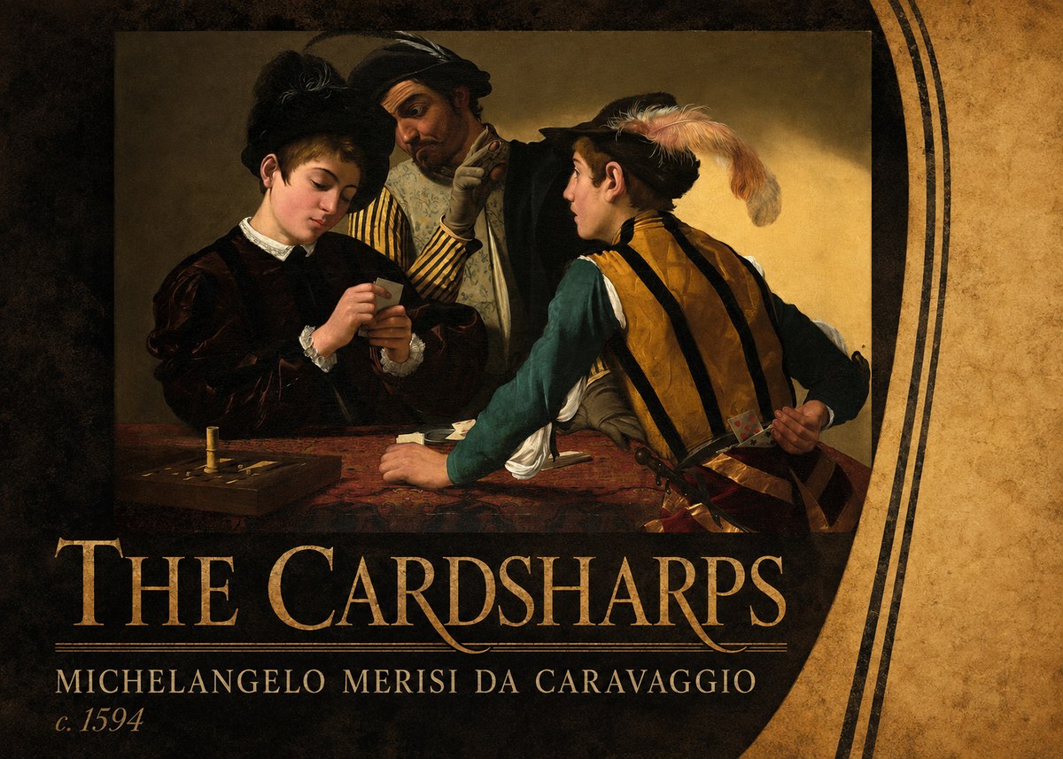 Michelangelo Merisi da Caravaggio The Cardsharps III No2 - Affiche